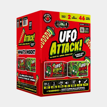 ¡Ataque OVNI!™ Juego de final aéreo XL® de 46 disparos® con OVNIs voladores.