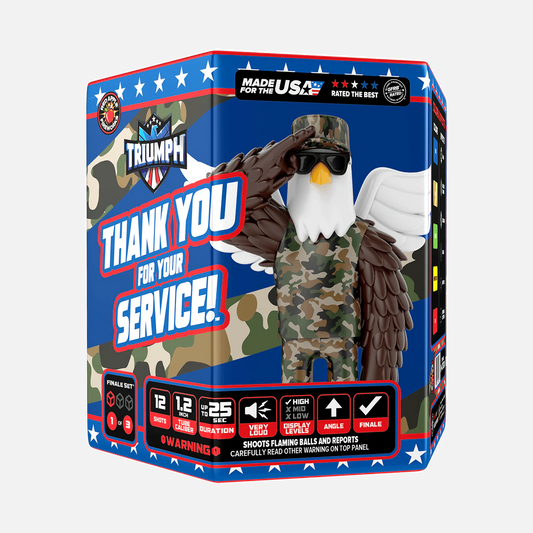 ¡Gracias por su servicio!™ Juego de fuegos artificiales de gran final aéreo de 72 disparos®