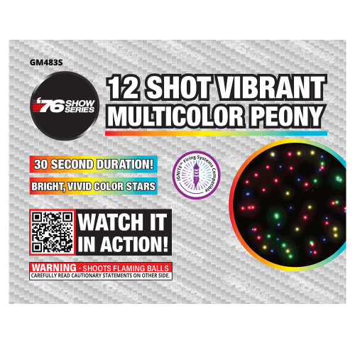 Multicolor Peony (30sec) 12-Shot XL Aerial Cake