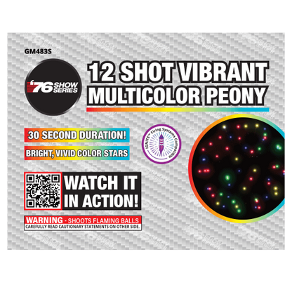 Multicolor Peony (30sec) 12-Shot XL Aerial Cake