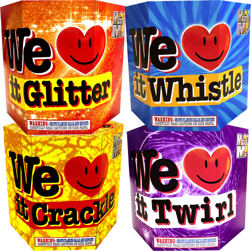 We Love It Assortment 7-Shot Aerial Assortment Set (4-Pack)