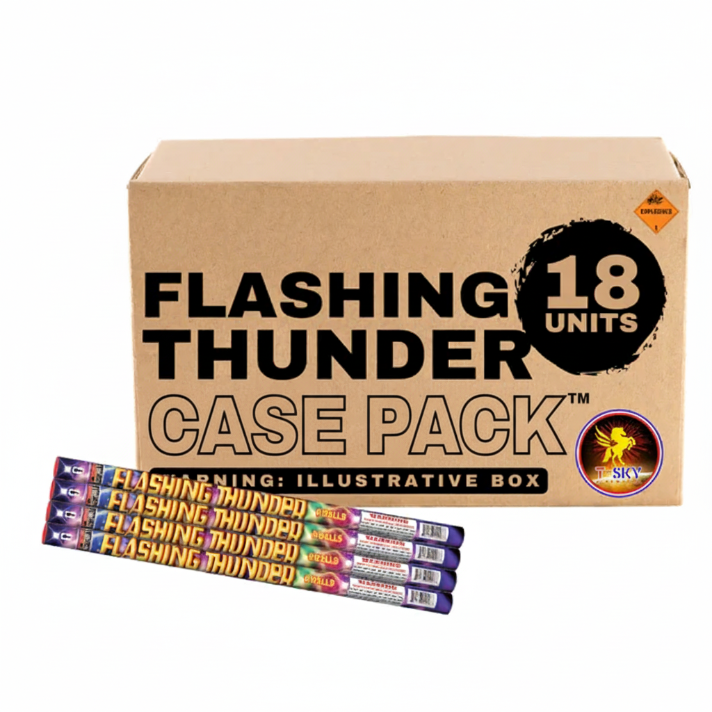 Flashing Thunder 8-Shot Standard Roman Candle (4-Pack) | Case Pack™ 18/1