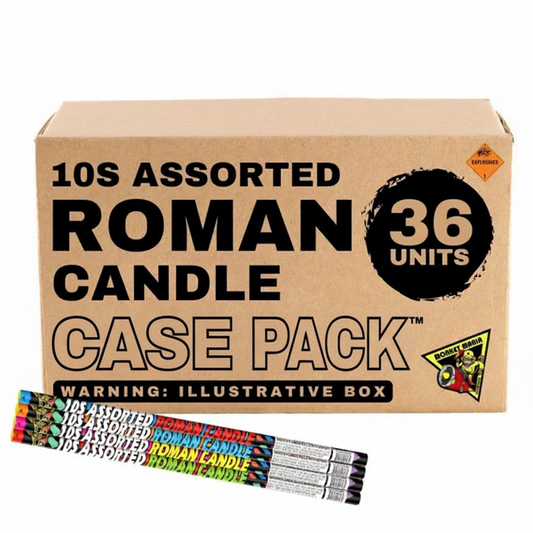 Vela Romana Surtida Estándar de 10 Tiros (Paquete de 4) | Caja Pack™ 36/1