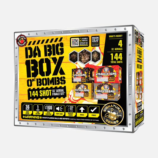Caja Grande de Bombas XL® Juego de Fuegos Artificiales de 144 Disparos®