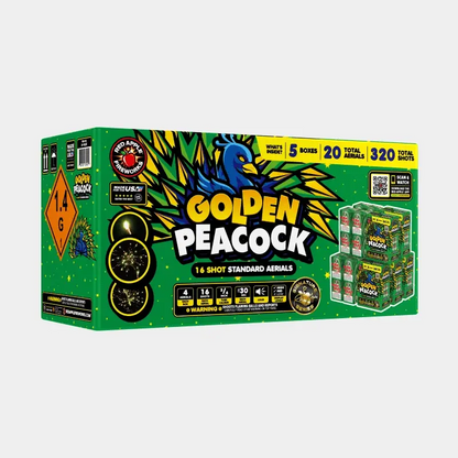 Pavo Real Dorado 16 Tiros Aéreos Estándar