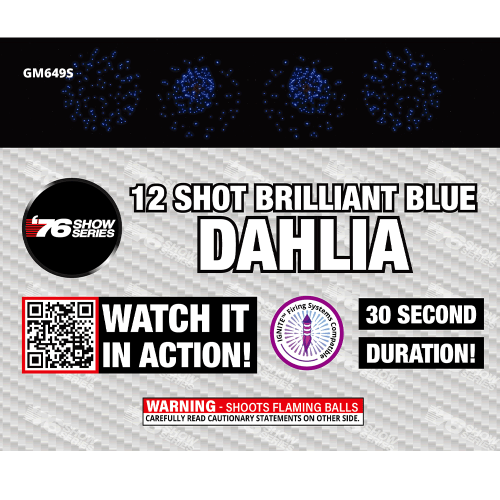 R/B/G/Y Dahlia Asst (30 sec) 12-Shot Standard Aerial Cake | 1/4 Case