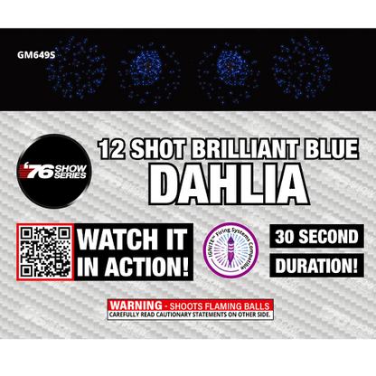 R/B/G/Y Dahlia Asst (30 sec) 12-Shot Standard Aerial Cake | 1/4 Case