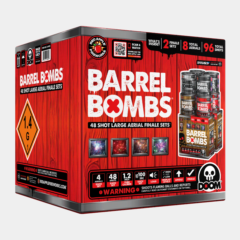 Barrel Bombs 48-Shot Standard Aerial Finale Set