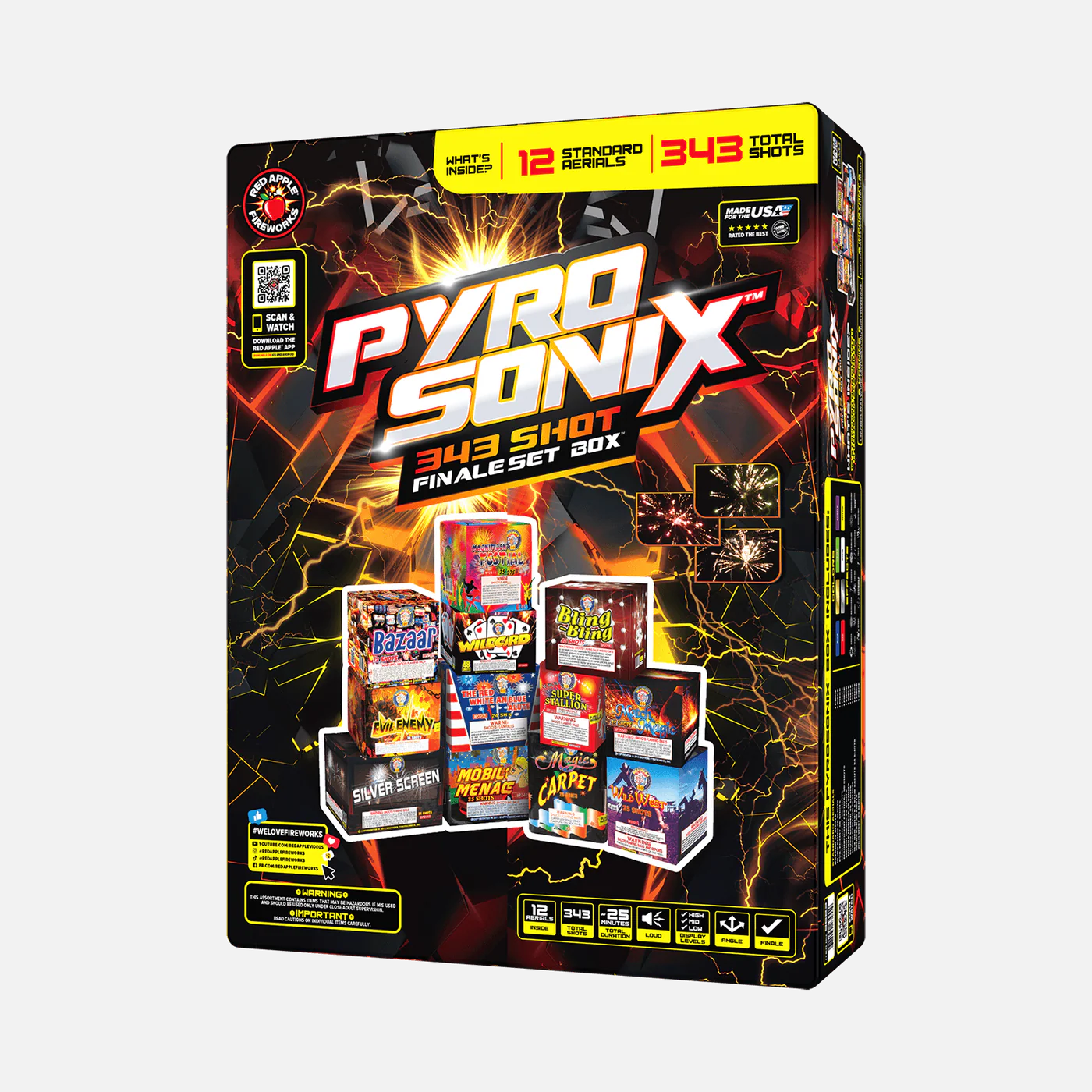 Pyrosonix™ 343 Shot Sampler® – Elevated Fireworks