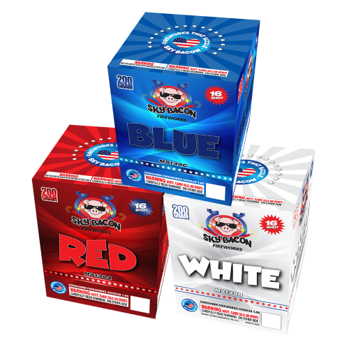 Red / White / Blue 16-Shot Aerial Assortment Set (3-Pack)