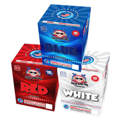 Red / White / Blue 16-Shot Aerial Assortment Set (3-Pack)